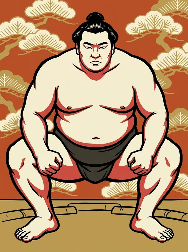 AI-generated illustration of a representative sumo wrestler. Not a photograph or a likeness of Tokushinho Motohisa.