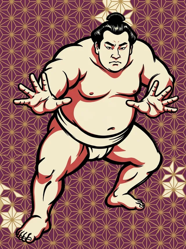 AI-generated illustration of a representative sumo wrestler. Not a photograph or a likeness of Wakatenro Keisuke.
