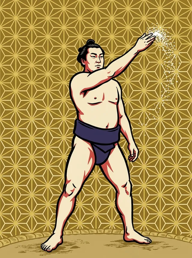 AI-generated illustration of a representative sumo wrestler. Not a photograph or a likeness of Wakatenryu Yuzo.