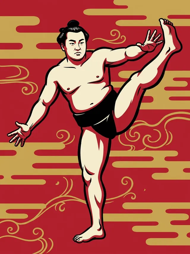 AI-generated illustration of a representative sumo wrestler. Not a photograph or a likeness of Ichinohama Matsuo.