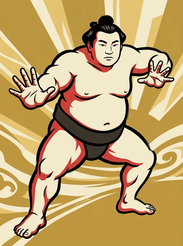 AI-generated illustration of a representative sumo wrestler. Not a photograph or a likeness of Aogiyama Hideki.