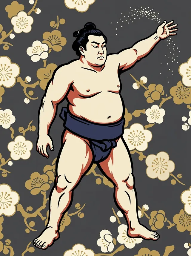 AI-generated illustration of a representative sumo wrestler. Not a photograph or a likeness of Hachiya Toshiyuki.