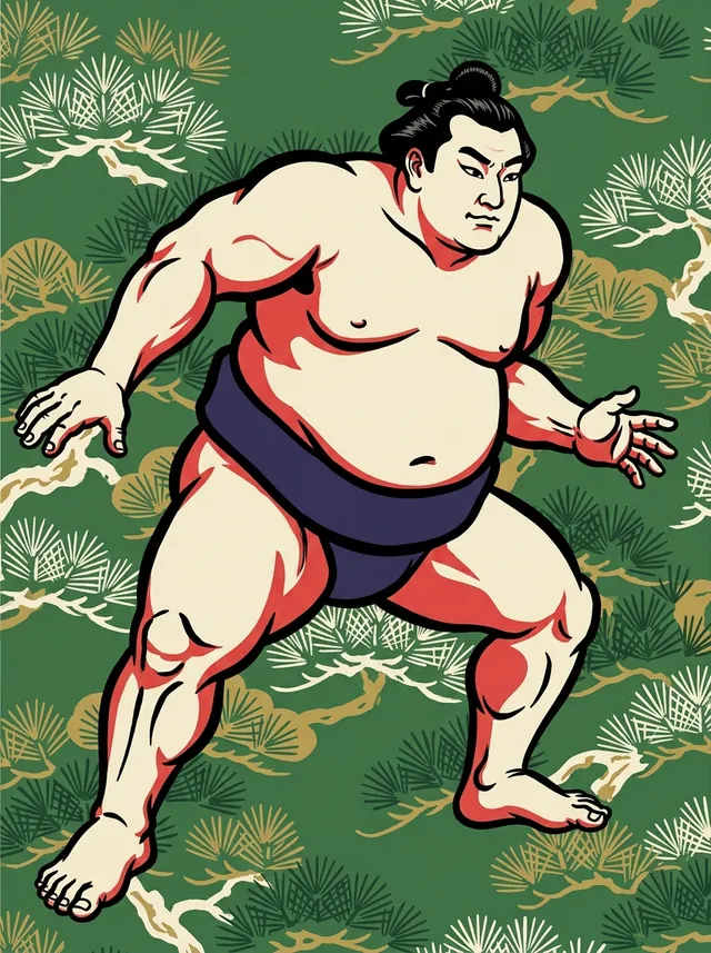 AI-generated illustration of a representative sumo wrestler. Not a photograph or a likeness of Yutakayama Ryota.