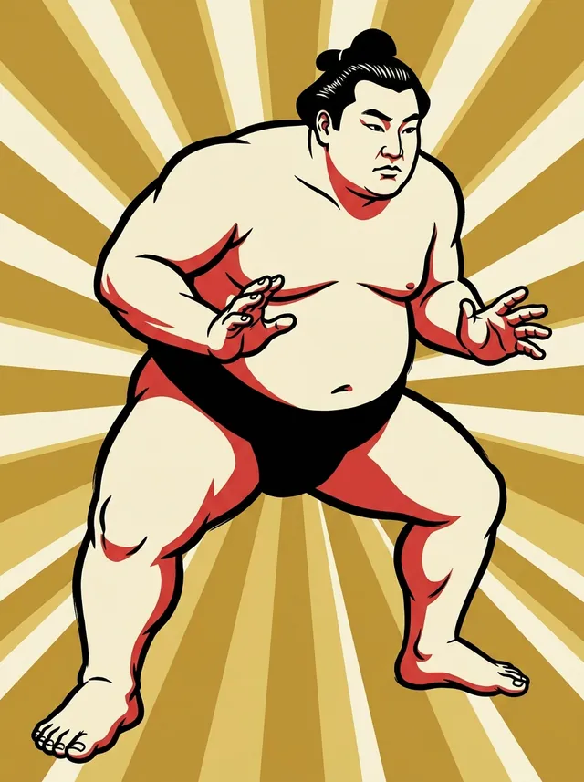 AI-generated illustration of a representative sumo wrestler. Not a photograph or a likeness of Takagenji Satoshi.