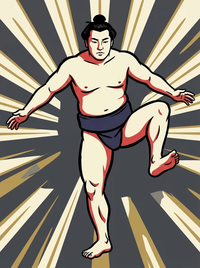 AI-generated illustration of a representative sumo wrestler. Not a photograph or a likeness of Tsurunofuji.