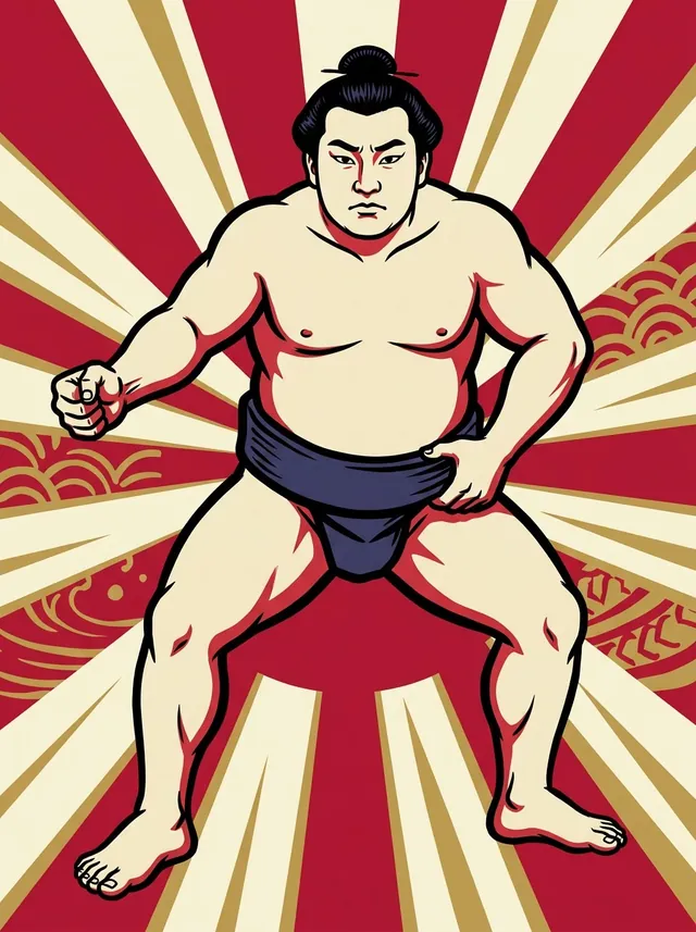 AI-generated illustration of a representative sumo wrestler. Not a photograph or a likeness of Ohiyama Hiroshi.