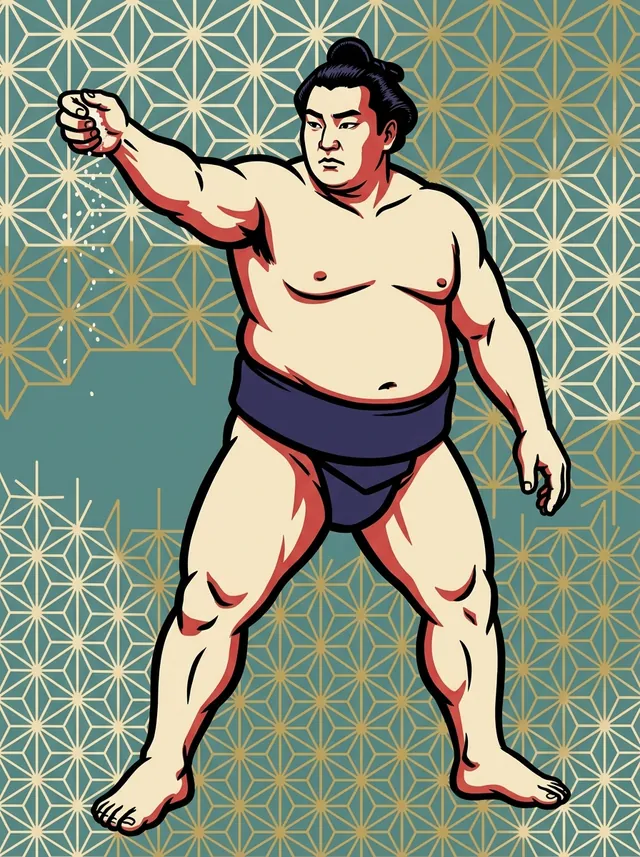 AI-generated illustration of a representative sumo wrestler. Not a photograph or a likeness of Sanbeyama Masao.