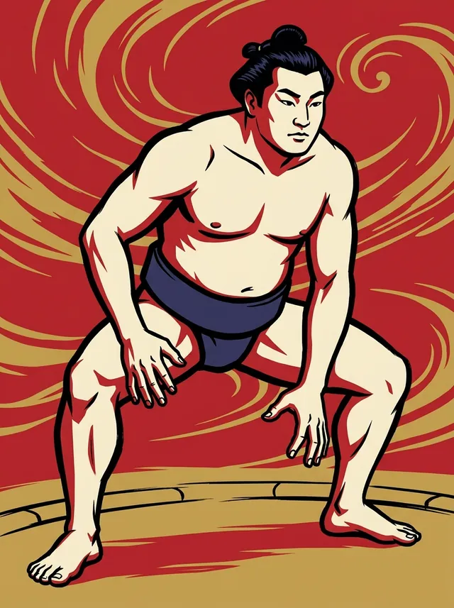 AI-generated illustration of a representative sumo wrestler. Not a photograph or a likeness of Otayama Ichiro.