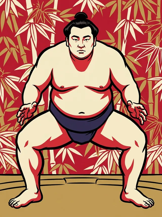 AI-generated illustration of a representative sumo wrestler. Not a photograph or a likeness of Okaryu Kazuma.
