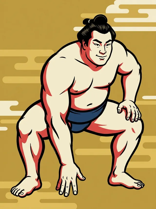 AI-generated illustration of a representative sumo wrestler. Not a photograph or a likeness of Daisetsu Mineto.