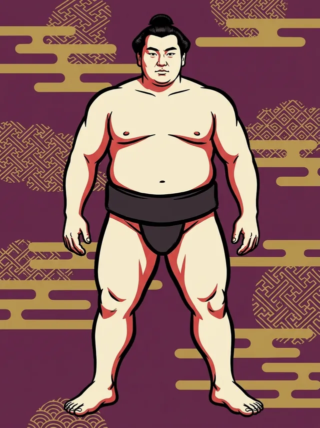 AI-generated illustration of a representative sumo wrestler. Not a photograph or a likeness of Misugiiso Takuya.