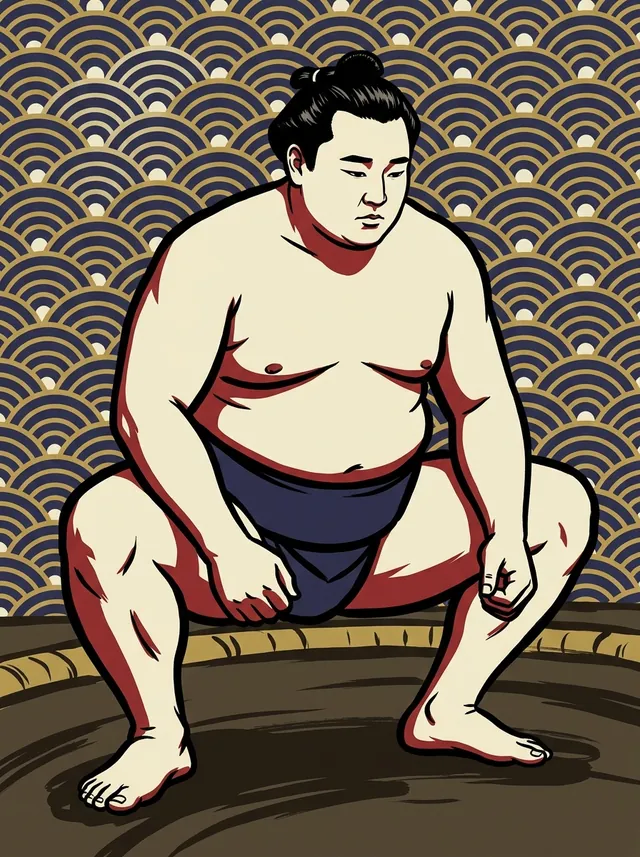 AI-generated illustration of a representative sumo wrestler. Not a photograph or a likeness of Hatsumuso.
