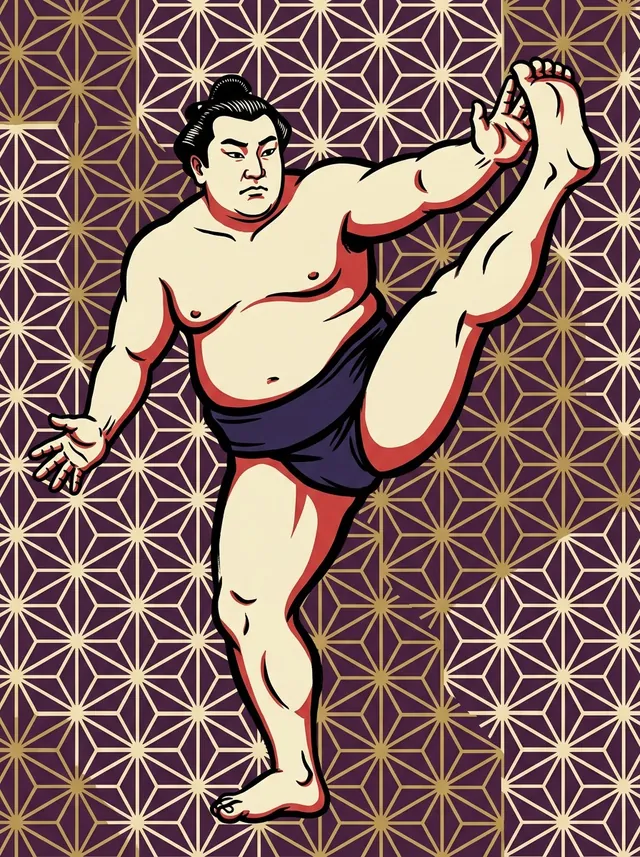 AI-generated illustration of a representative sumo wrestler. Not a photograph or a likeness of Tachiwaka Minegoro.