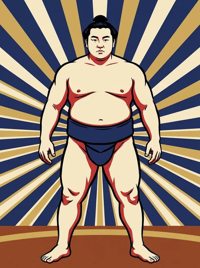AI-generated illustration of a representative sumo wrestler. Not a photograph or a likeness of Tomikaze Satoru.