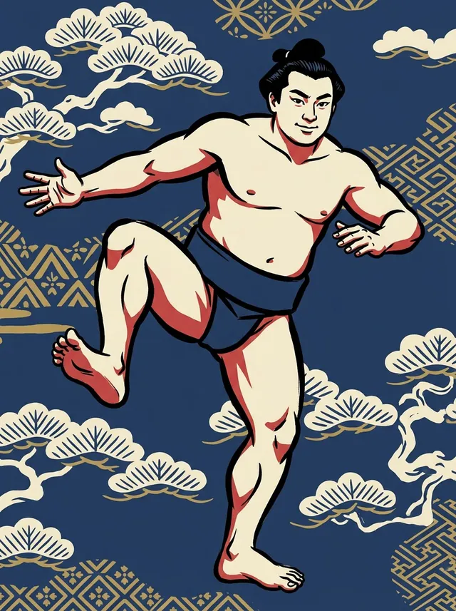 AI-generated illustration of a representative sumo wrestler. Not a photograph or a likeness of Tokiwano Tobee.