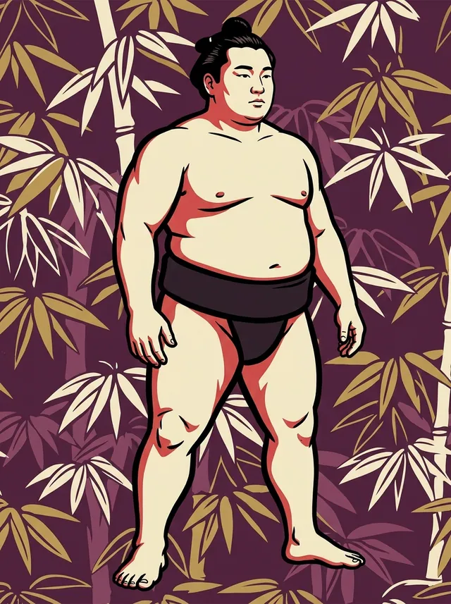 AI-generated illustration of a representative sumo wrestler. Not a photograph or a likeness of Tsunenobori Tadashi.