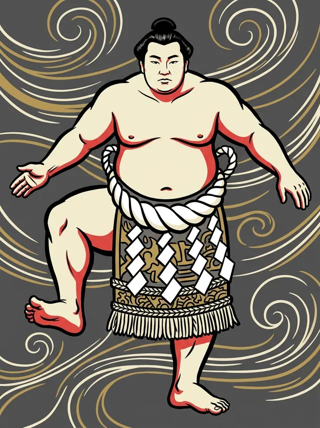 AI-generated illustration of a representative sumo wrestler. Not a photograph or a likeness of Hitachiyama Taniemon.
