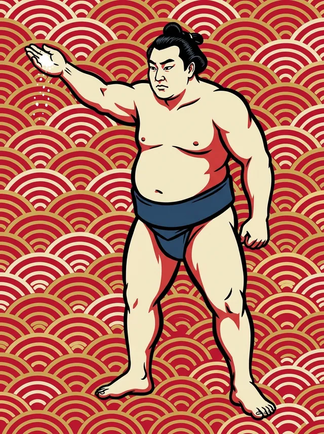 AI-generated illustration of a representative sumo wrestler. Not a photograph or a likeness of Hiranoto Chiyozo.