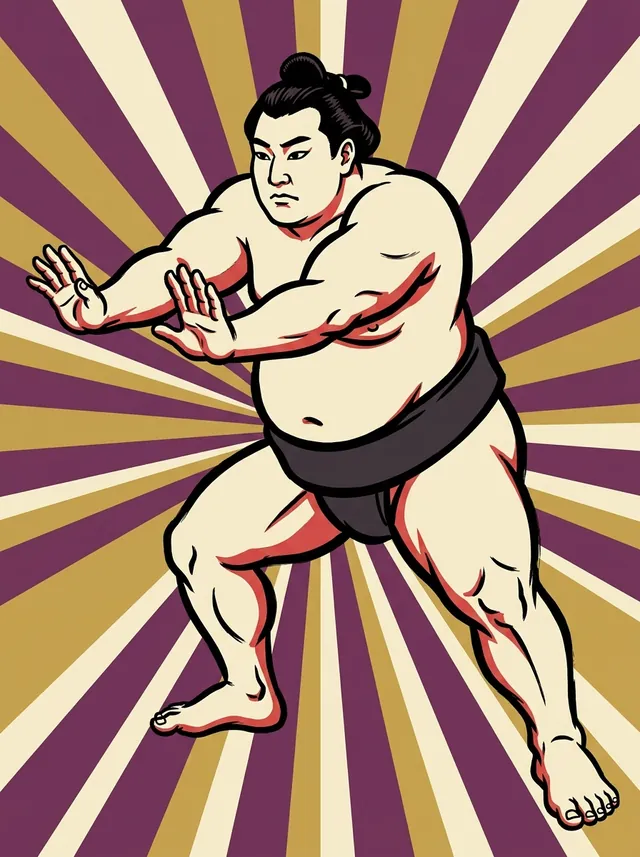 AI-generated illustration of a representative sumo wrestler. Not a photograph or a likeness of Hitachidake Riichi.