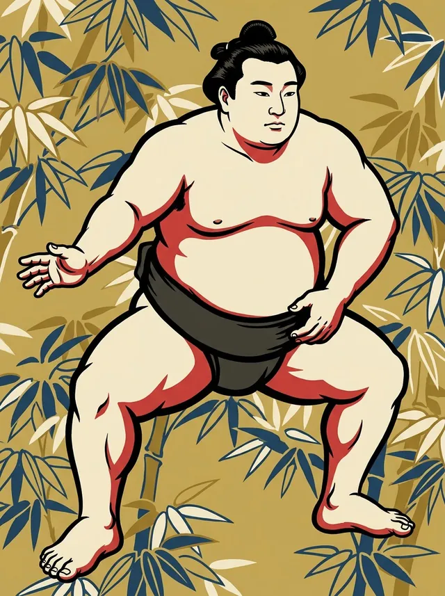 AI-generated illustration of a representative sumo wrestler. Not a photograph or a likeness of Tokitsunami Tomonori.