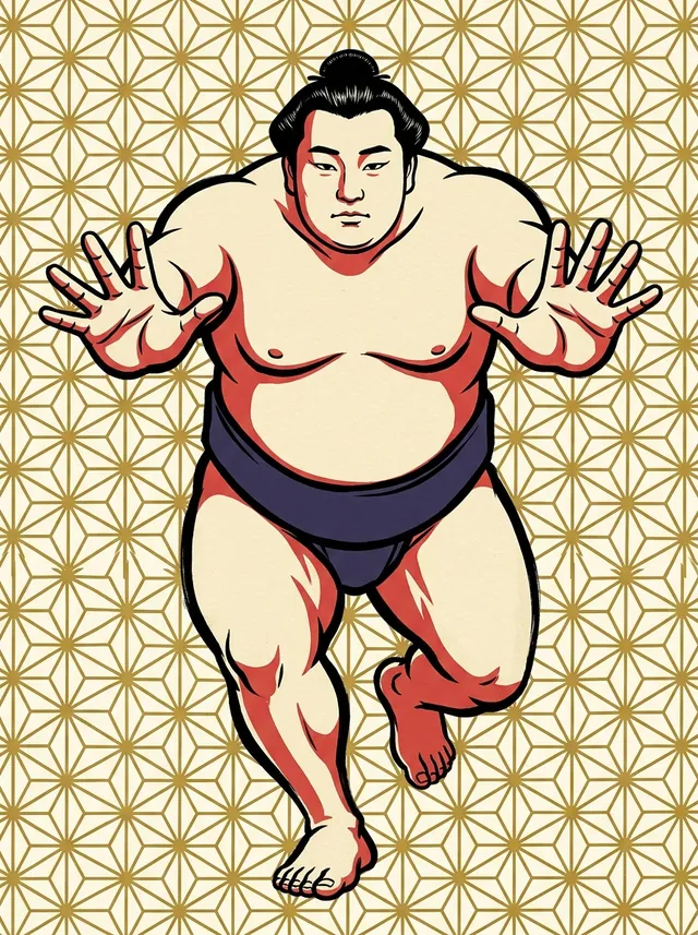 AI-generated illustration of a representative sumo wrestler. Not a photograph or a likeness of Asasuiryu Ryoma.