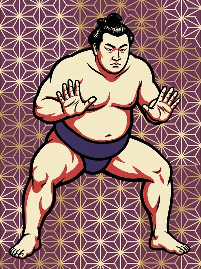 AI-generated illustration of a representative sumo wrestler. Not a photograph or a likeness of Kotonishiki Katsuhiro.