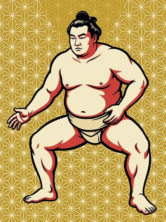 AI-generated illustration of a representative sumo wrestler. Not a photograph or a likeness of Tochifudo Shuji.