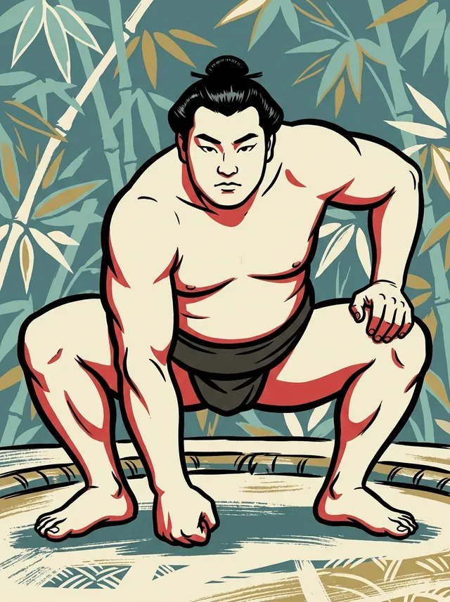 AI-generated illustration of a representative sumo wrestler. Not a photograph or a likeness of Tochiisami Yoshiharu.