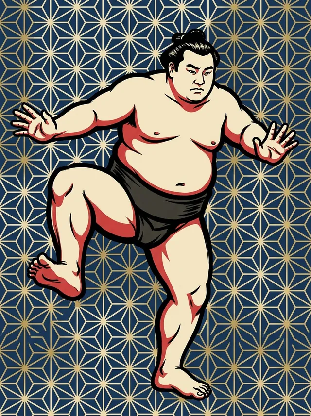 AI-generated illustration of a representative sumo wrestler. Not a photograph or a likeness of Tochitenko Masataka.