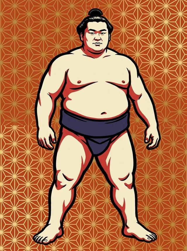 AI-generated illustration of a representative sumo wrestler. Not a photograph or a likeness of Tochinofuji Tatsuyuki.