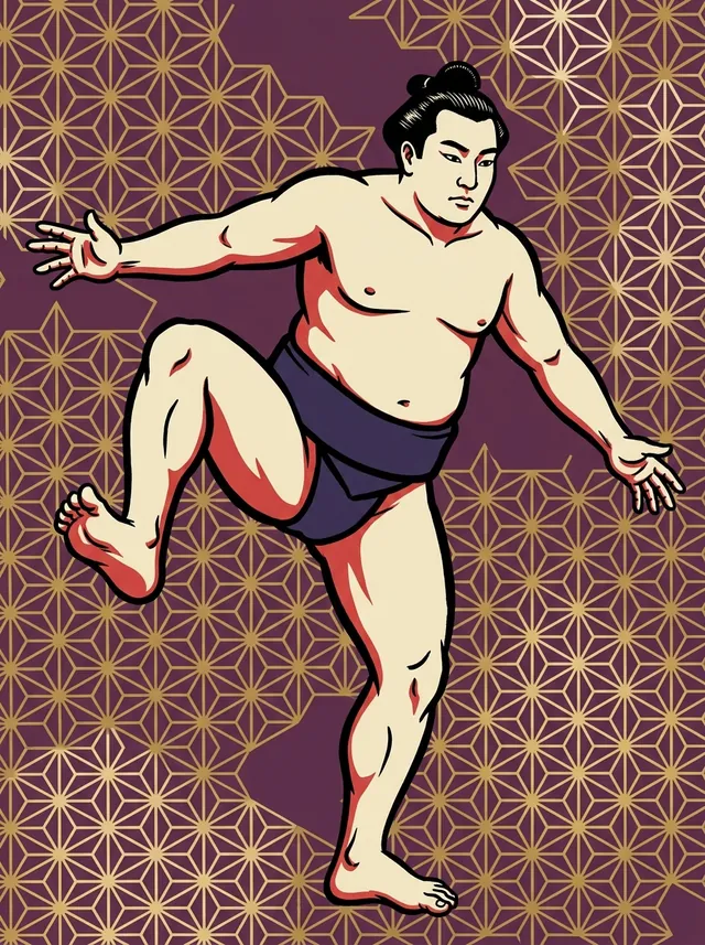 AI-generated illustration of a representative sumo wrestler. Not a photograph or a likeness of Itsutsuumi Yoshikazu.