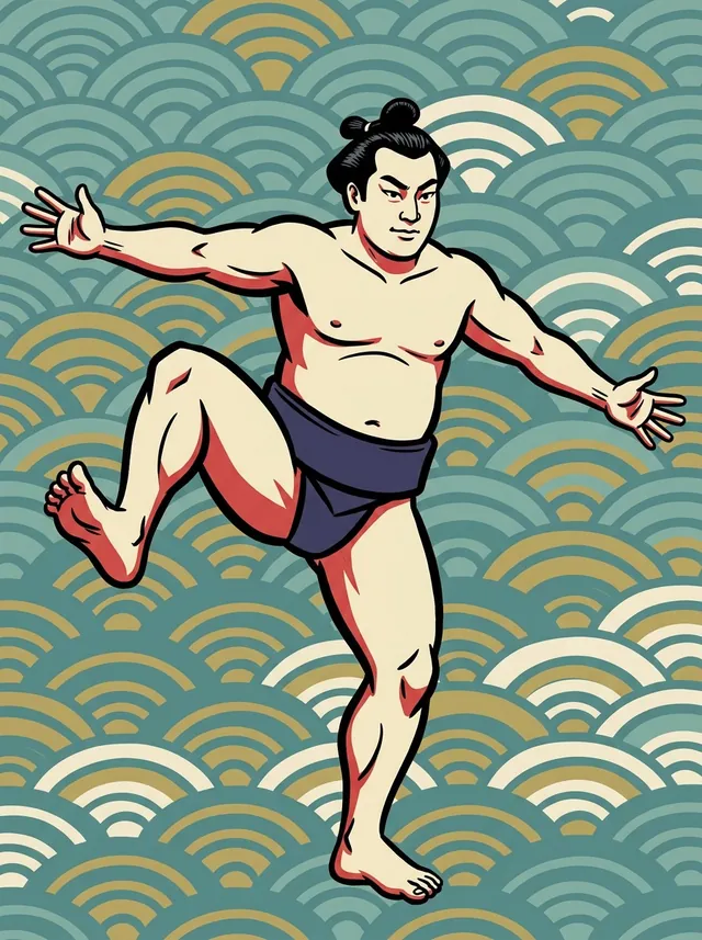 AI-generated illustration of a representative sumo wrestler. Not a photograph or a likeness of Tatekabuto Takeo.