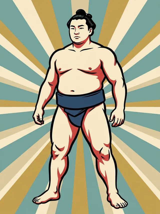 AI-generated illustration of a representative sumo wrestler. Not a photograph or a likeness of Sakurakuni Teruo.