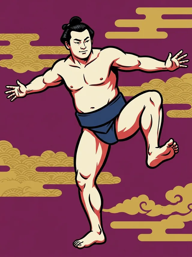 AI-generated illustration of a representative sumo wrestler. Not a photograph or a likeness of Nadanohana Toranosuke.
