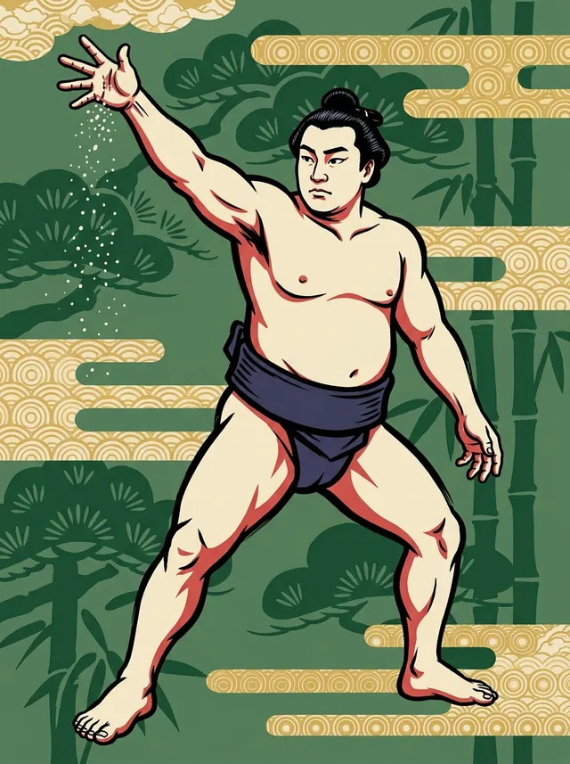 AI-generated illustration of a representative sumo wrestler. Not a photograph or a likeness of Senshuzan Hisayoshi.