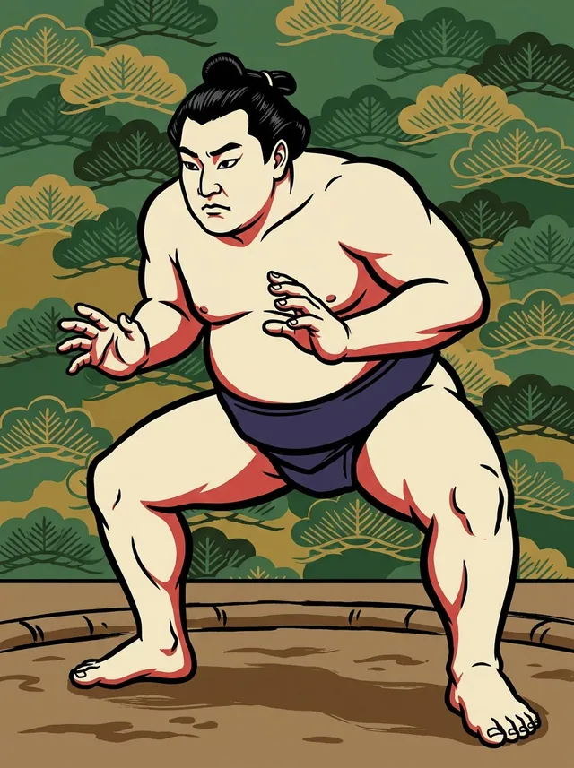 AI-generated illustration of a representative sumo wrestler. Not a photograph or a likeness of Senshuyama Yoshihiro.