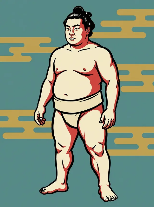 AI-generated illustration of a representative sumo wrestler. Not a photograph or a likeness of Tsugaruumi Denzo.