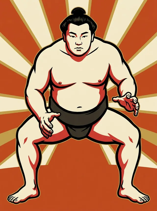 AI-generated illustration of a representative sumo wrestler. Not a photograph or a likeness of Takimiyama Nobuo.