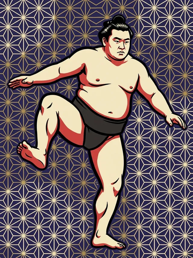 AI-generated illustration of a representative sumo wrestler. Not a photograph or a likeness of Tamaikari Sataro.