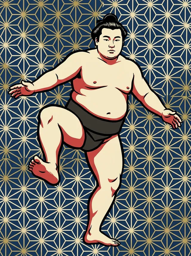 AI-generated illustration of a representative sumo wrestler. Not a photograph or a likeness of Tamaarashi Kohei.
