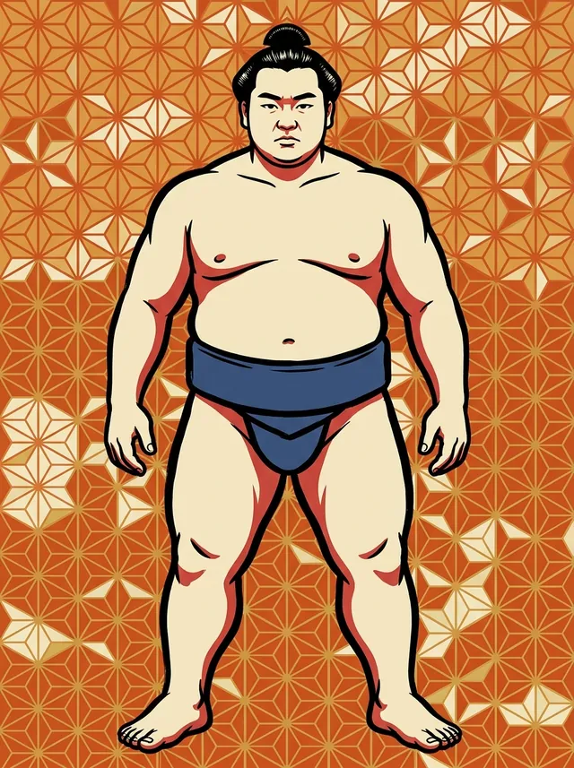 AI-generated illustration of a representative sumo wrestler. Not a photograph or a likeness of Tamanokawa Masayuki.