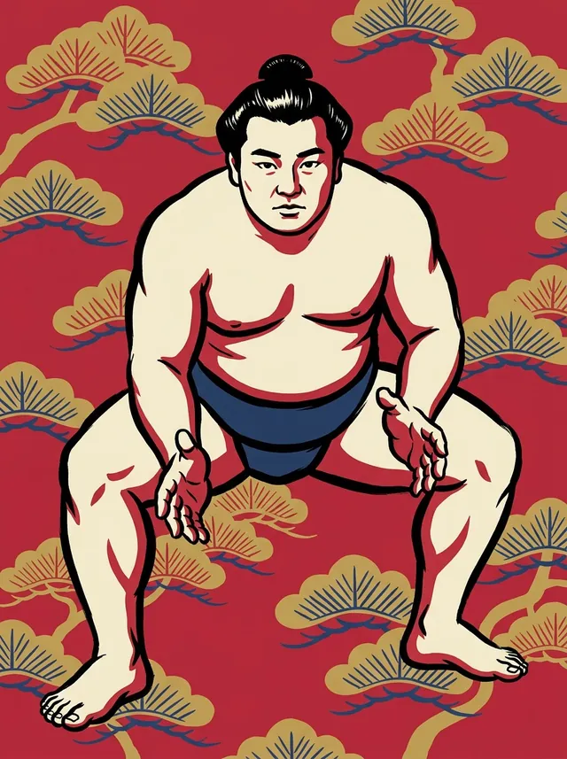 AI-generated illustration of a representative sumo wrestler. Not a photograph or a likeness of Kotoarashi Yoshifumi.