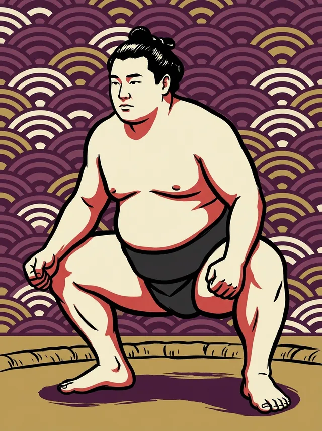 AI-generated illustration of a representative sumo wrestler. Not a photograph or a likeness of Kainoyama Fukuhito.