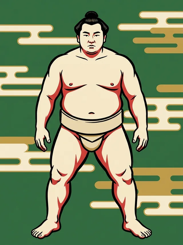 AI-generated illustration of a representative sumo wrestler. Not a photograph or a likeness of Shiraiwa Ryoji.
