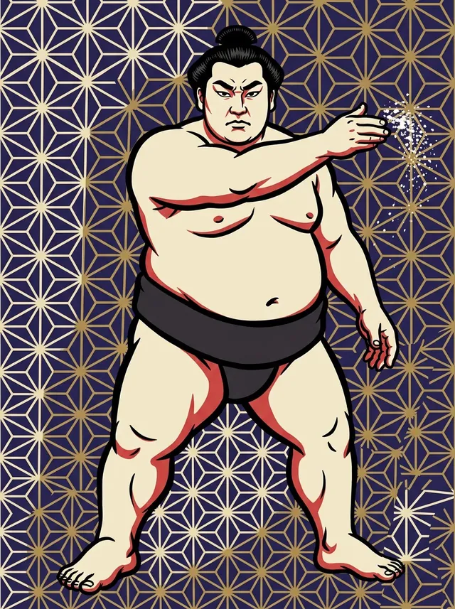 AI-generated illustration of a representative sumo wrestler. Not a photograph or a likeness of Jintozan Chuya.