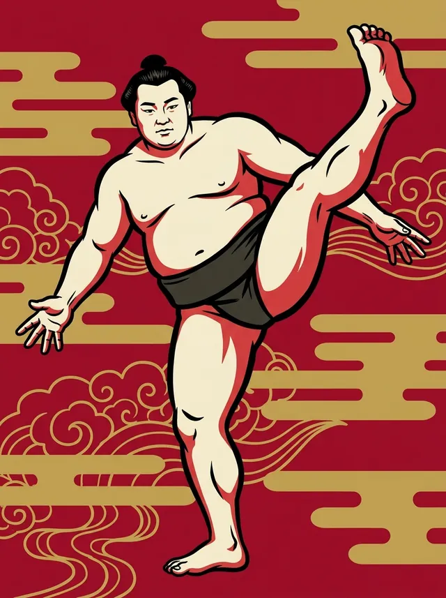 AI-generated illustration of a representative sumo wrestler. Not a photograph or a likeness of Shinobuyama Hidenosuke.
