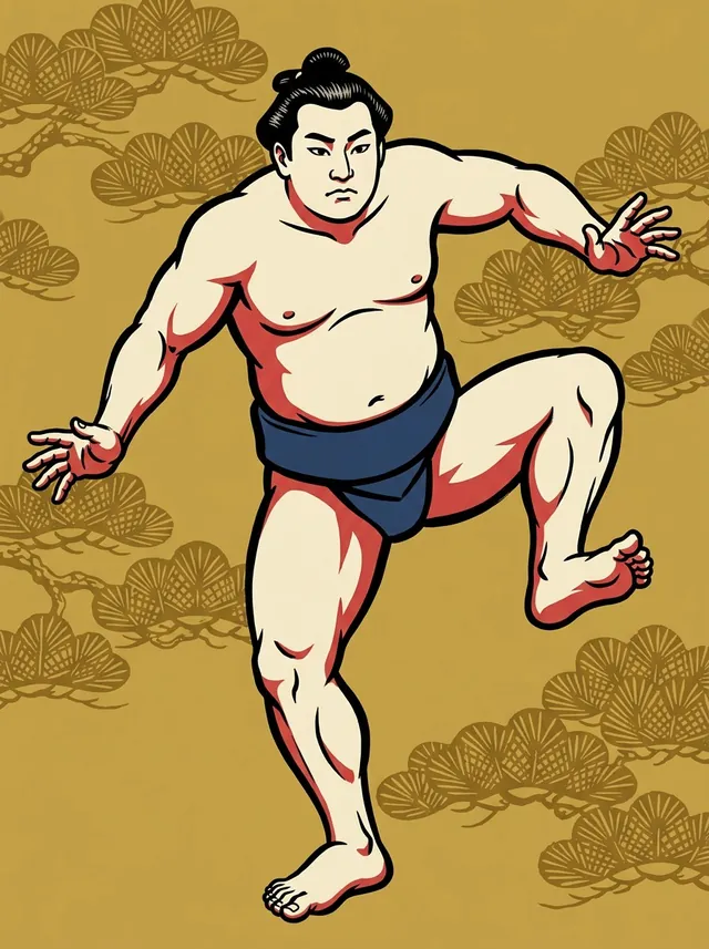 AI-generated illustration of a representative sumo wrestler. Not a photograph or a likeness of Tateshio Tadagoro.