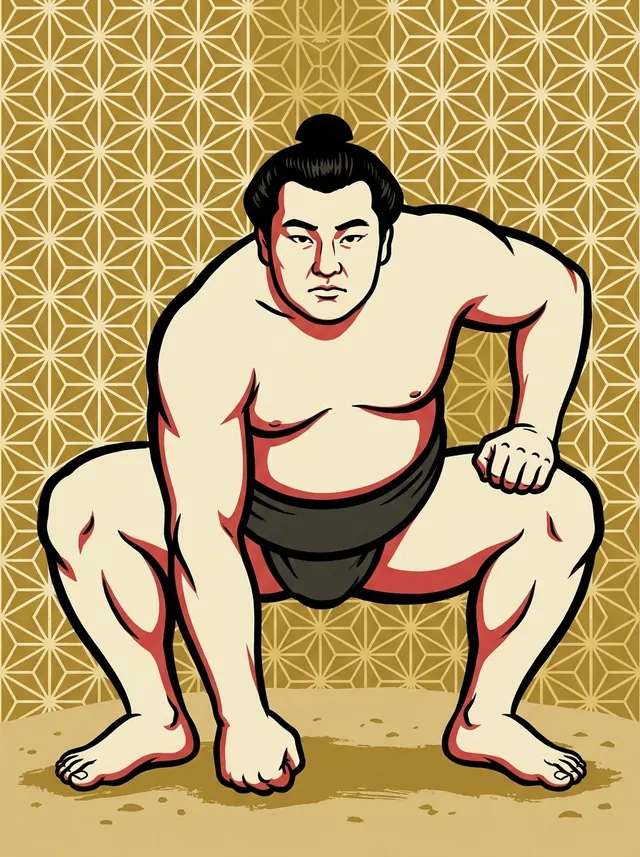 AI-generated illustration of a representative sumo wrestler. Not a photograph or a likeness of Obama.