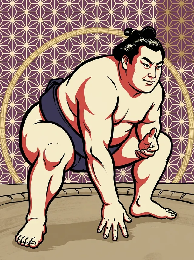 AI-generated illustration of a representative sumo wrestler. Not a photograph or a likeness of Datenohana Shizuka.