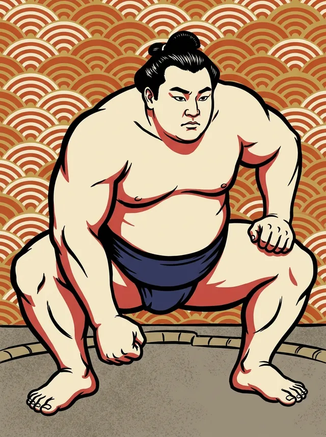 AI-generated illustration of a representative sumo wrestler. Not a photograph or a likeness of Notonoyama Ryuzo.